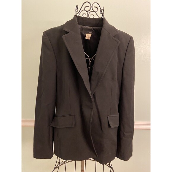 J.CREW Jackets & Blazers - J Crew 10 Black Blazer Hidden Button 100% Wool  Career Jacket